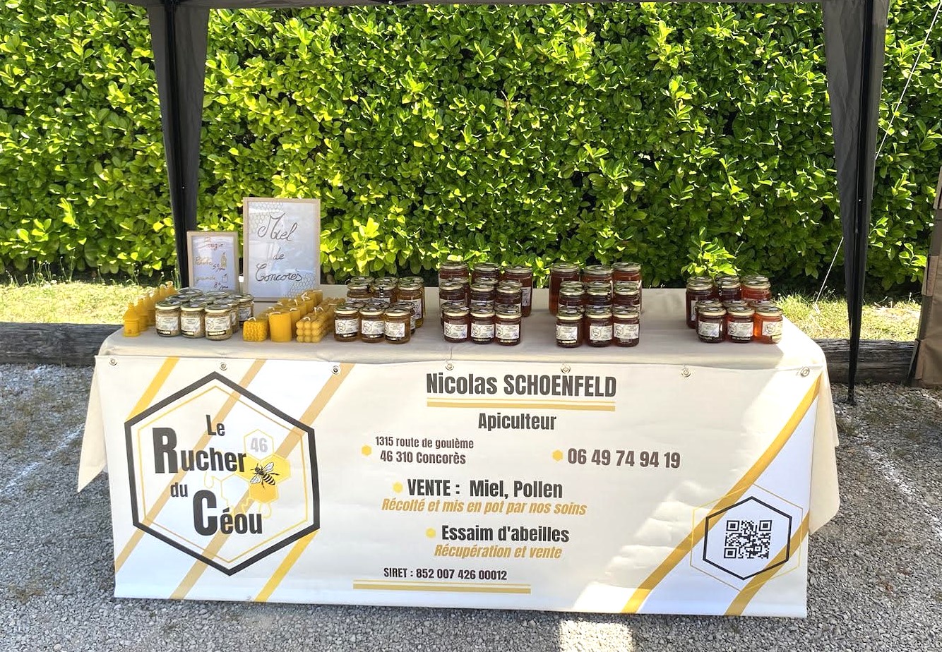 Le Rucher du Céou - production et vente directe de miel, pollen et essaim d'abeilles - à Concorès et Gourdon.